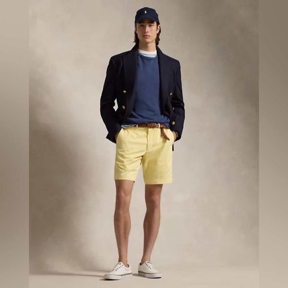 Polo Ralph Lauren Men’s Size 42 100% Cotton Shorts Flat Front Yellow Preppy Golf